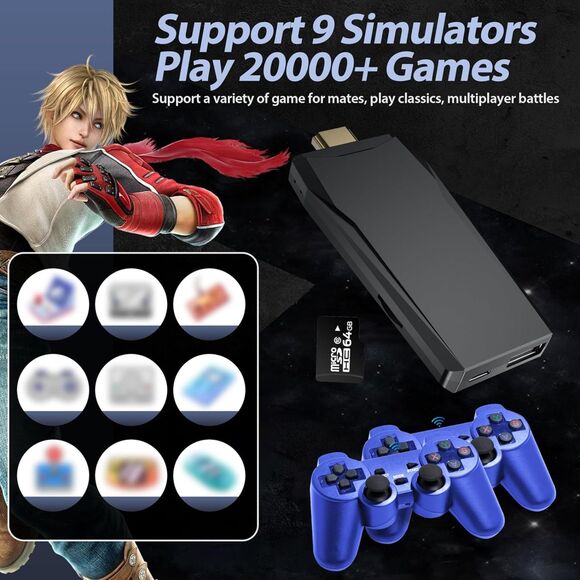 Wireless Retro Gaming Console w/ Built in 9 Emulators, 20000+Games, 4K